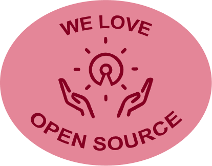 Badge of "We love open source"