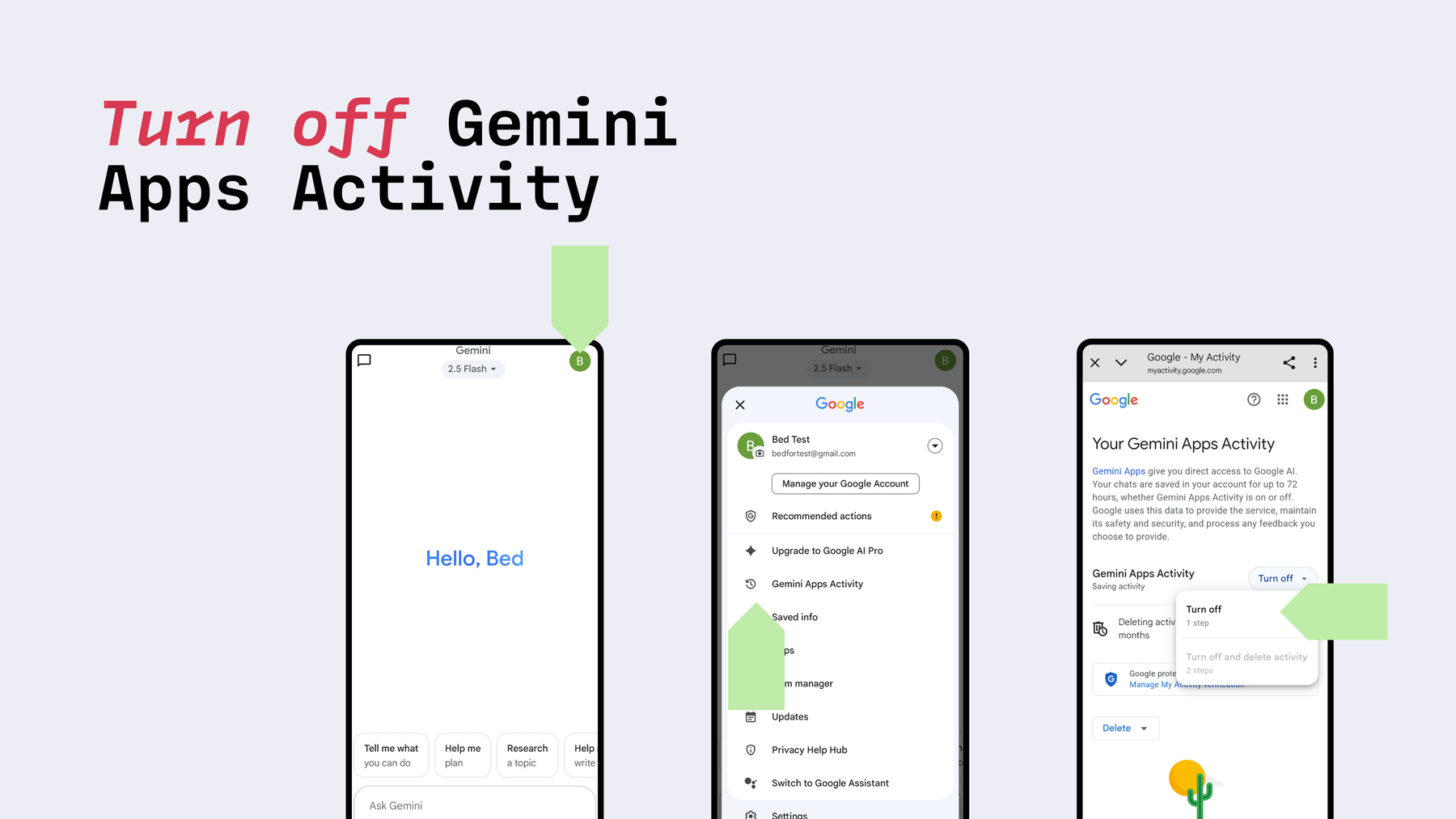 Turn off Gemini app activity