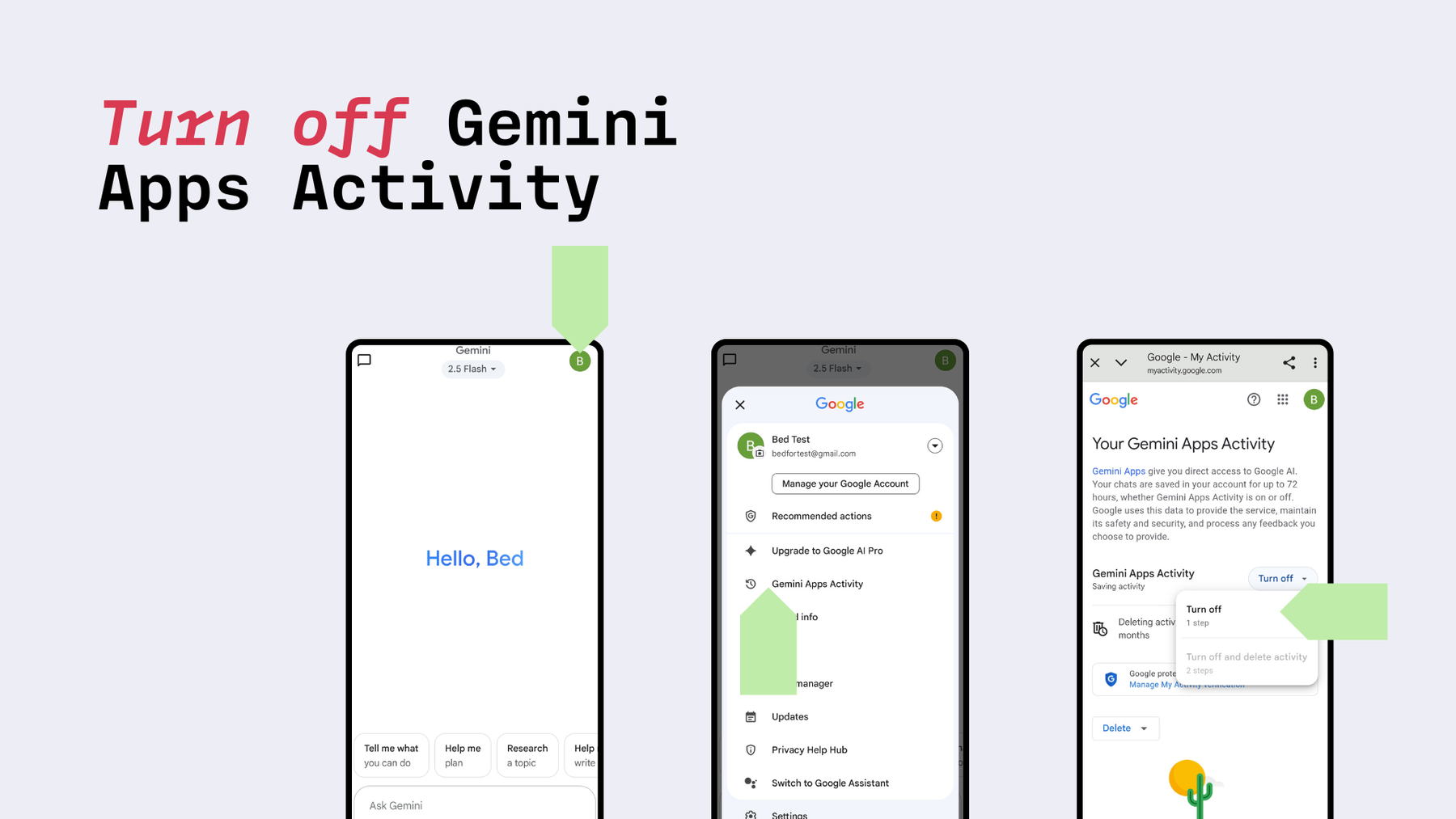 Schalten Sie Gemini App Aktivität aus.