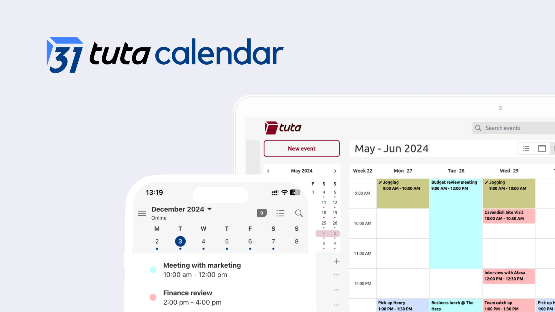 Tuta Calendar: available on any device: Android, iPhone, Linux, Windows, macOS and browser.