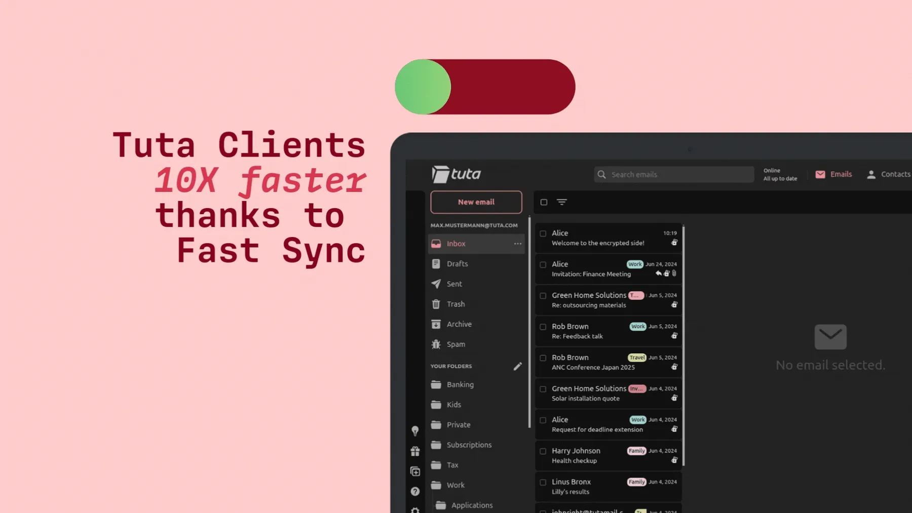Tuta Clients 10X faster thanks to Fast Sync.