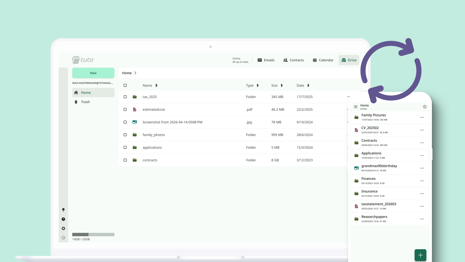 Tuta Drive lets you sync storage across your devices.