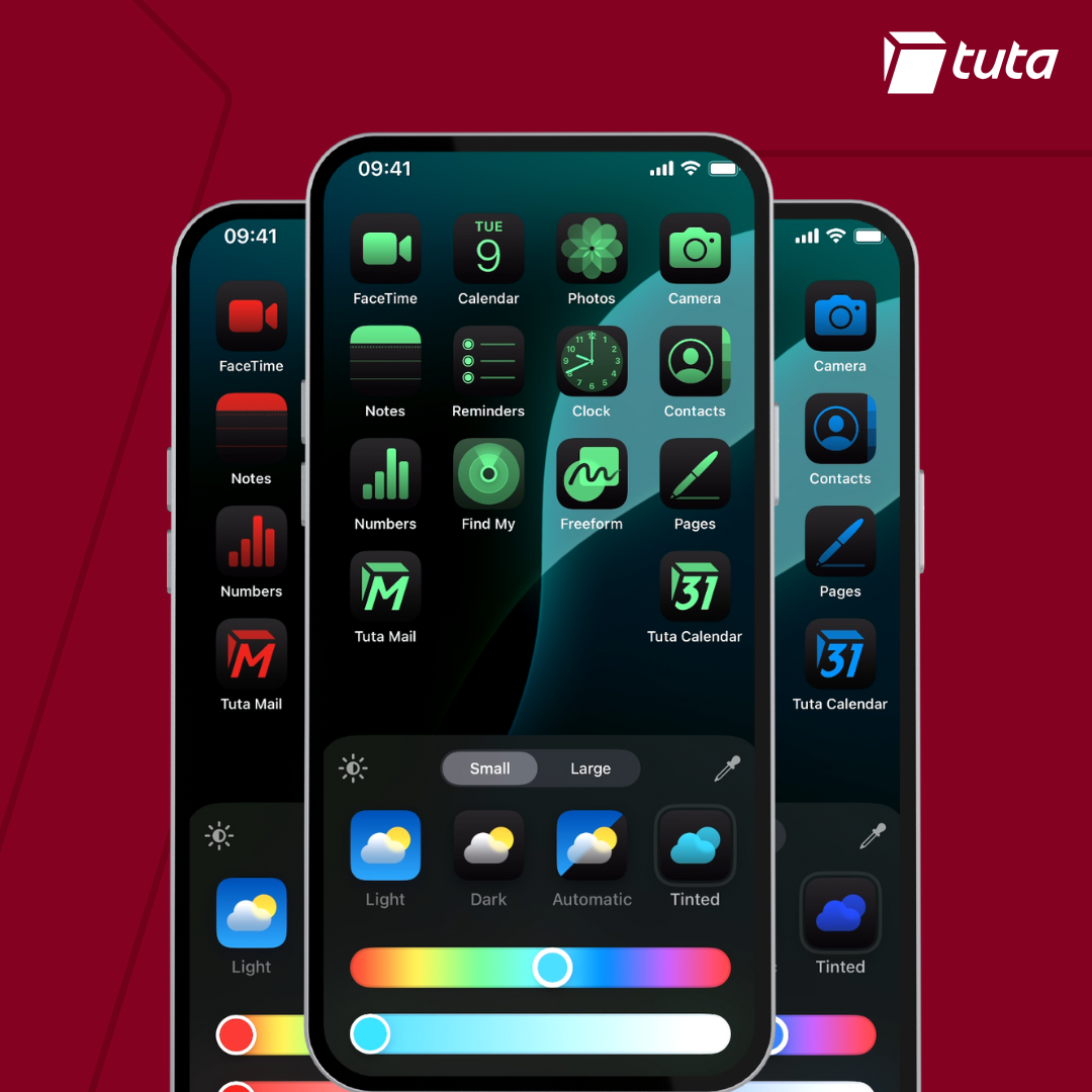 You can now choose a dark and light color for Tuta apps. On iOS, you can also tint them to your liking.