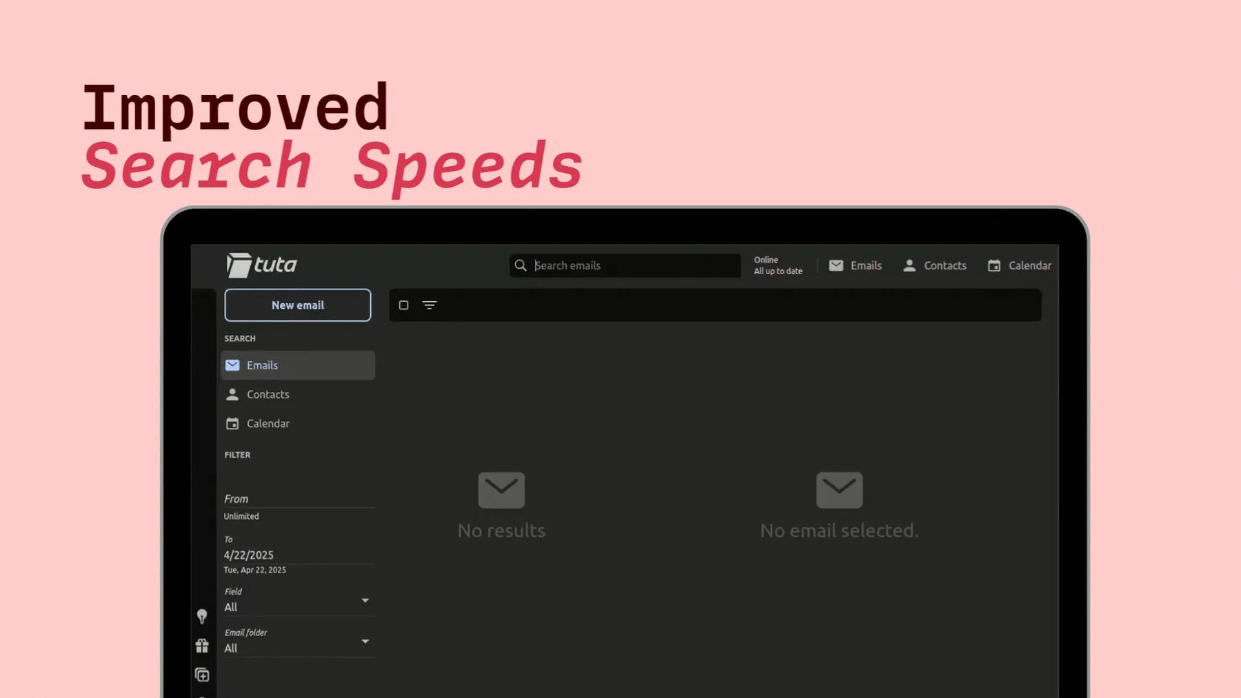 Improved search speeds in Tuta Mail.