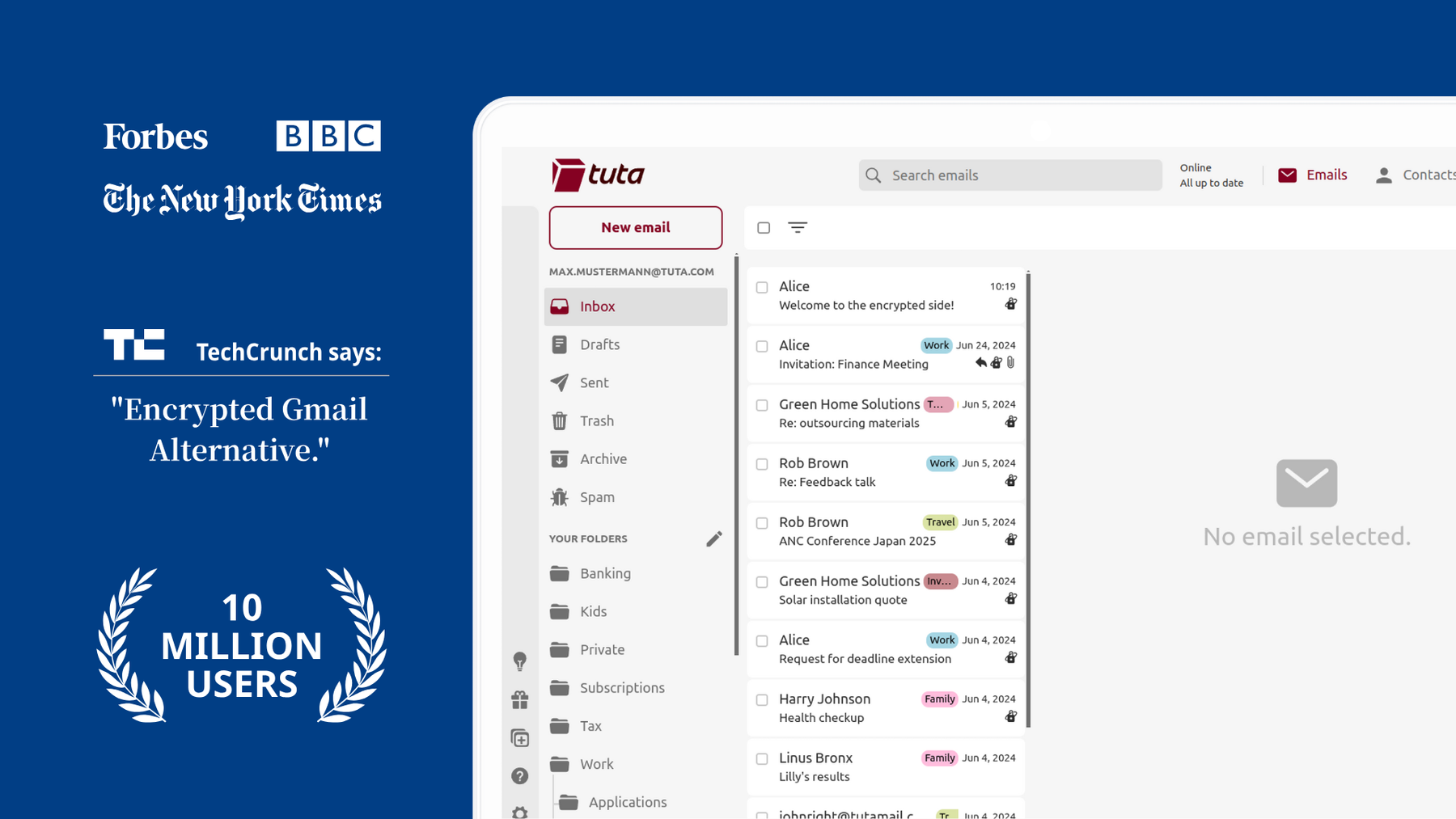 Tuta Mail: Encrypted Gmail Alternative, 10 Million Users.
