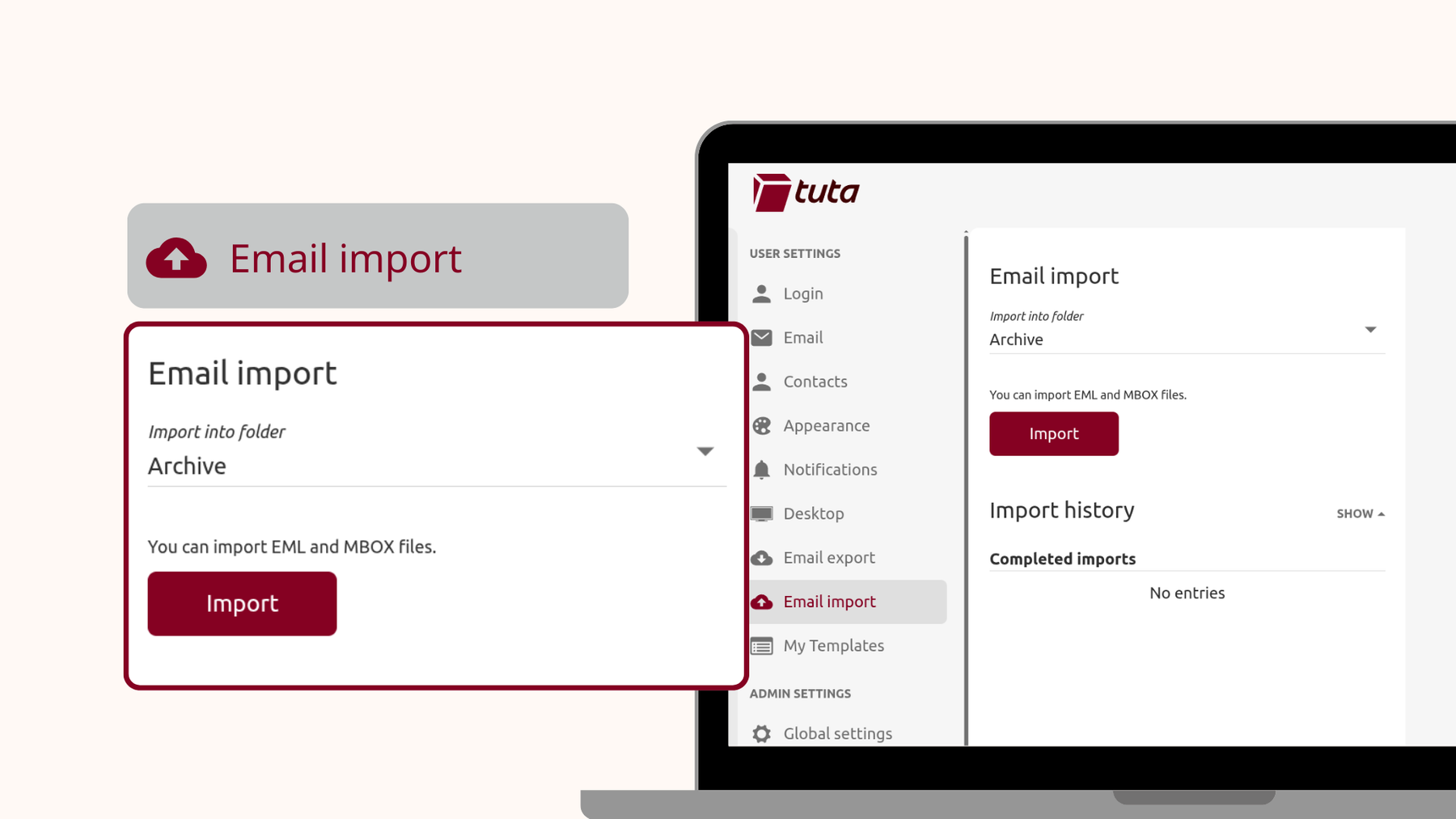 Importiren Sie Ihre E-Mails nach Tuta Mail.
