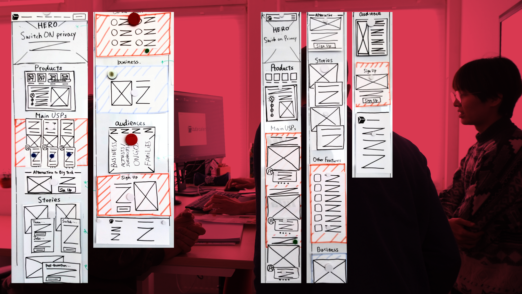 Tuta new website building process following the new brand creative direction