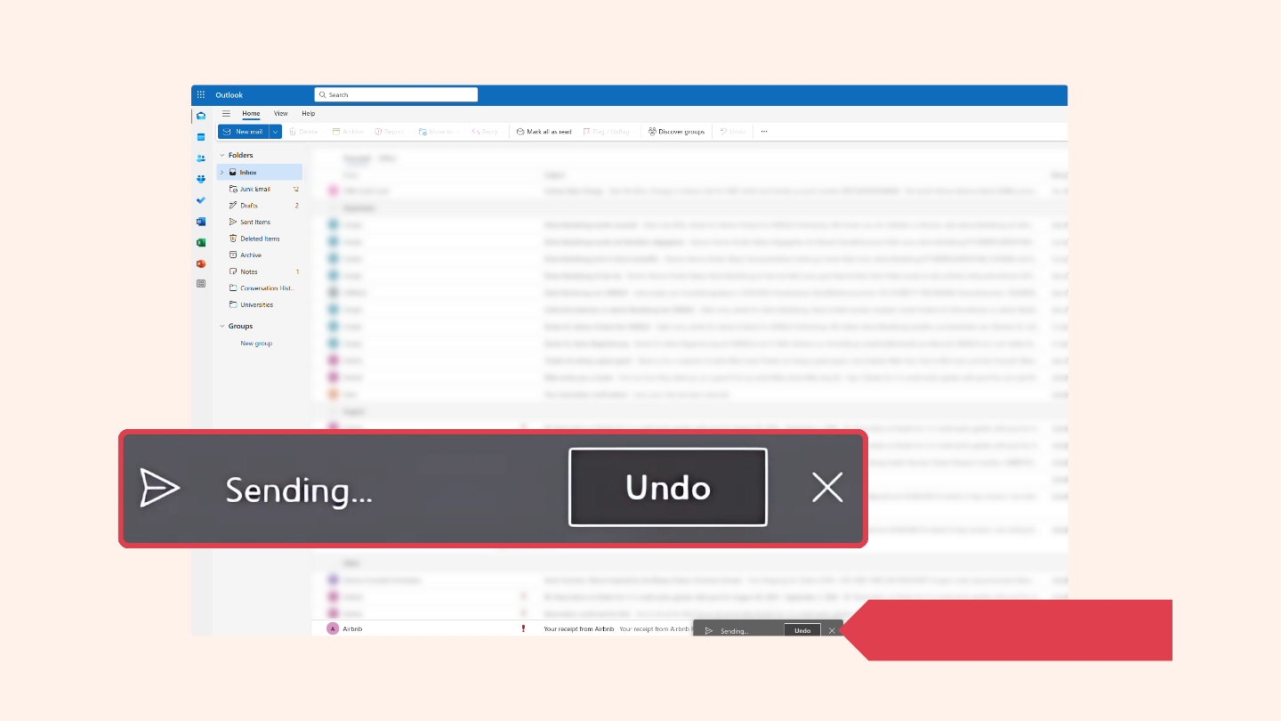 How to unsend emails in Outlook on web browser.