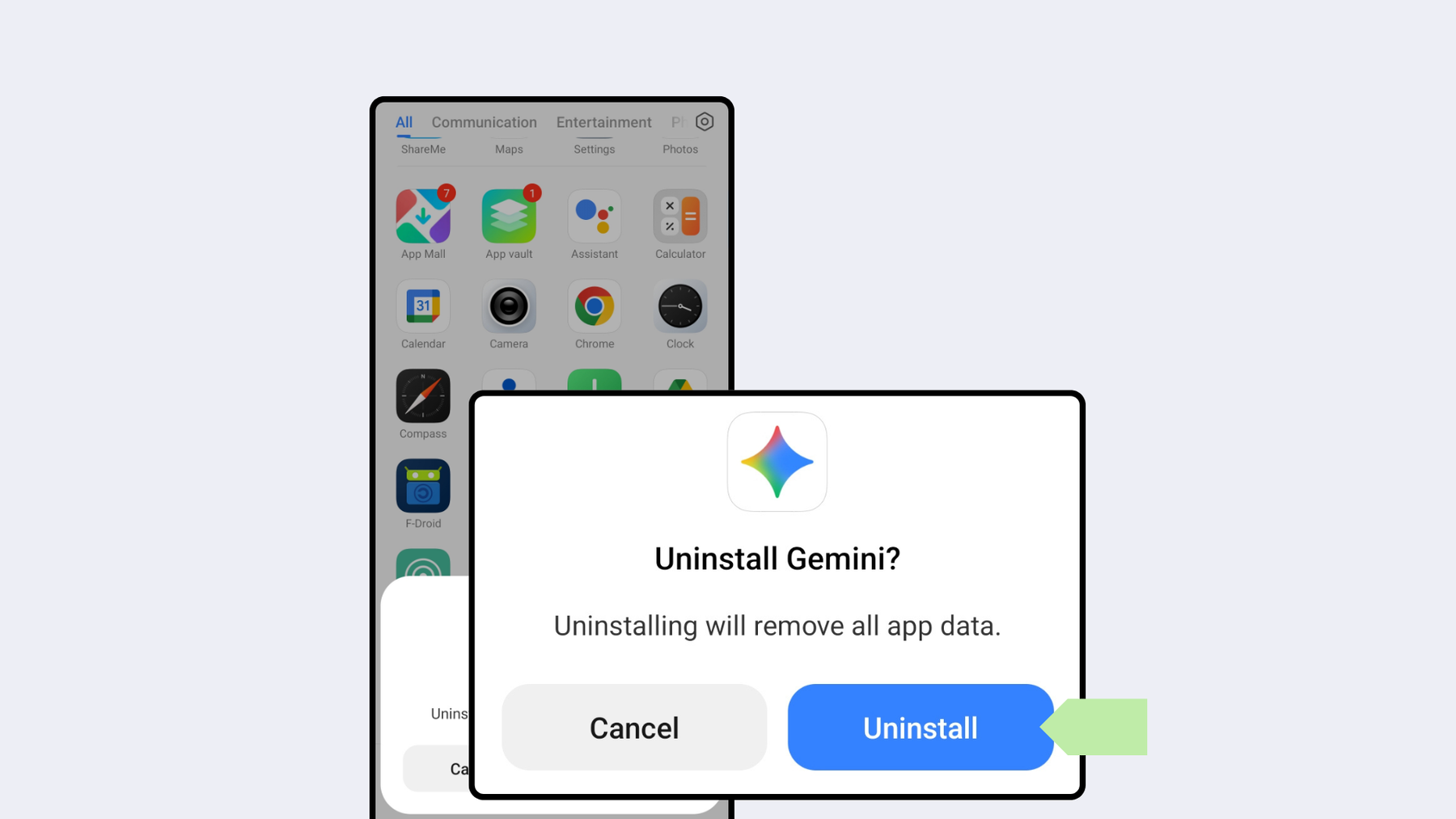 Uninstall Gemini on Android phones.