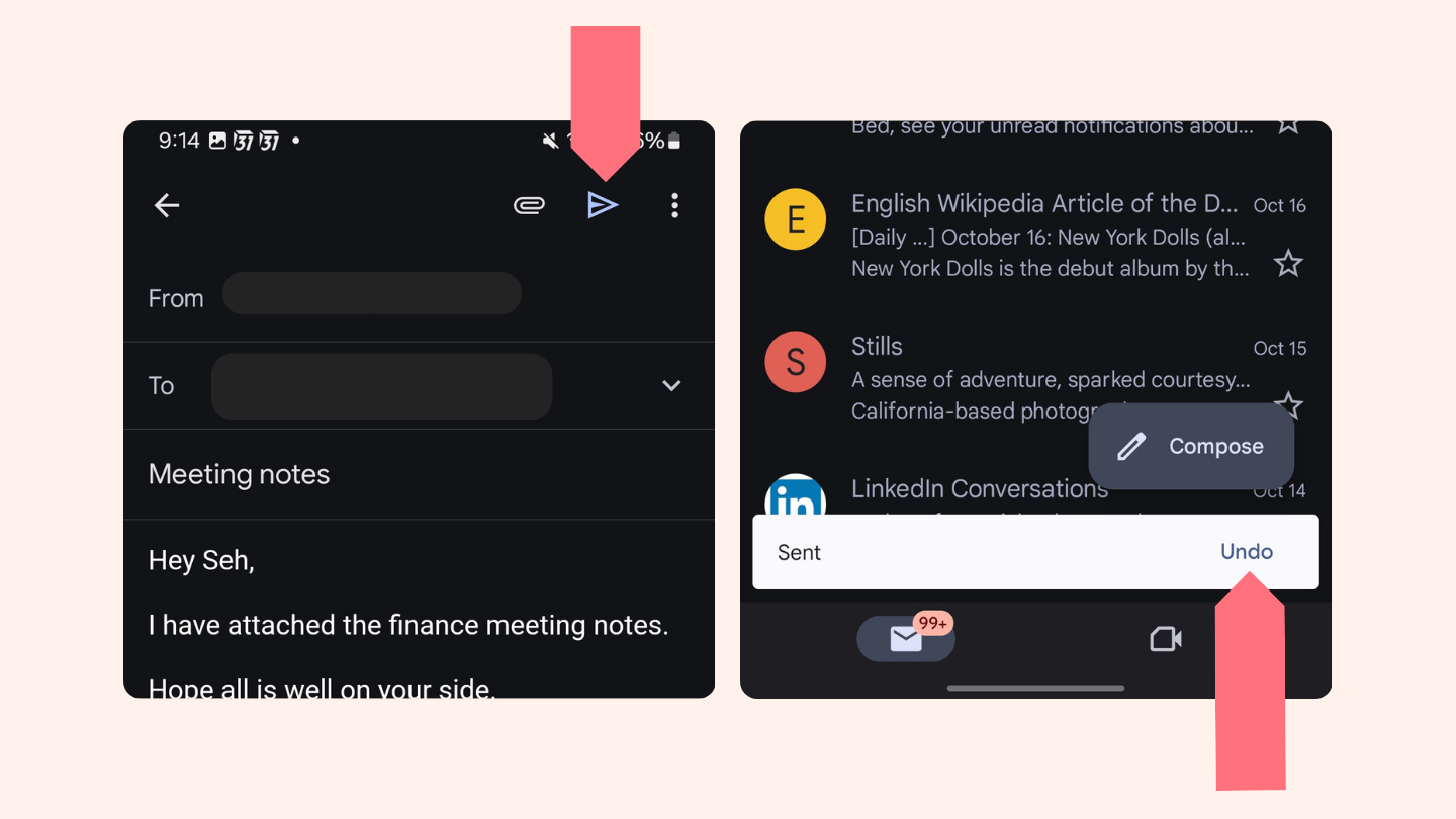 How to unsend emails in Gmail on Android.