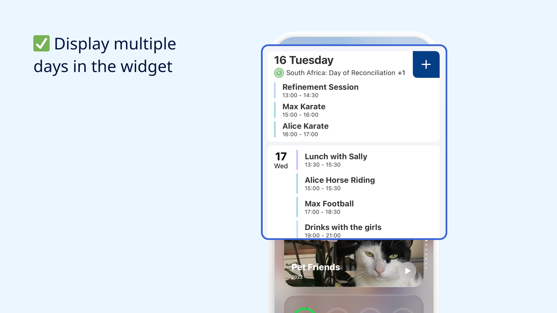 The Tuta Calendar widget now supports multi-day display.