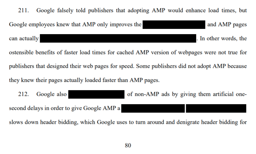 Screenshot of the antitrust complaint against Google