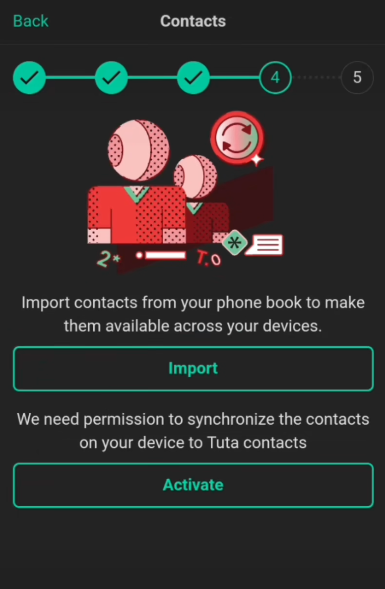 Importing contacts from your device into Tuta is now part of the on-boarding process.