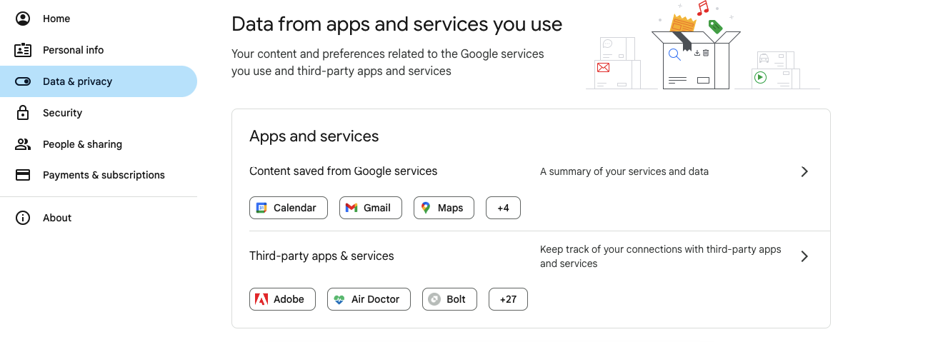 Data from apps and services you use.