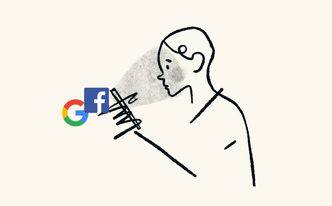 Google and Facebook are free, but whenever you type a search query into Google or like a post on Facebook, you are being tracked so that advertisers can bid for your attention.