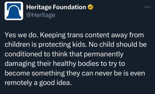 Screenshot of a Tweet by the Heritage Foundation.