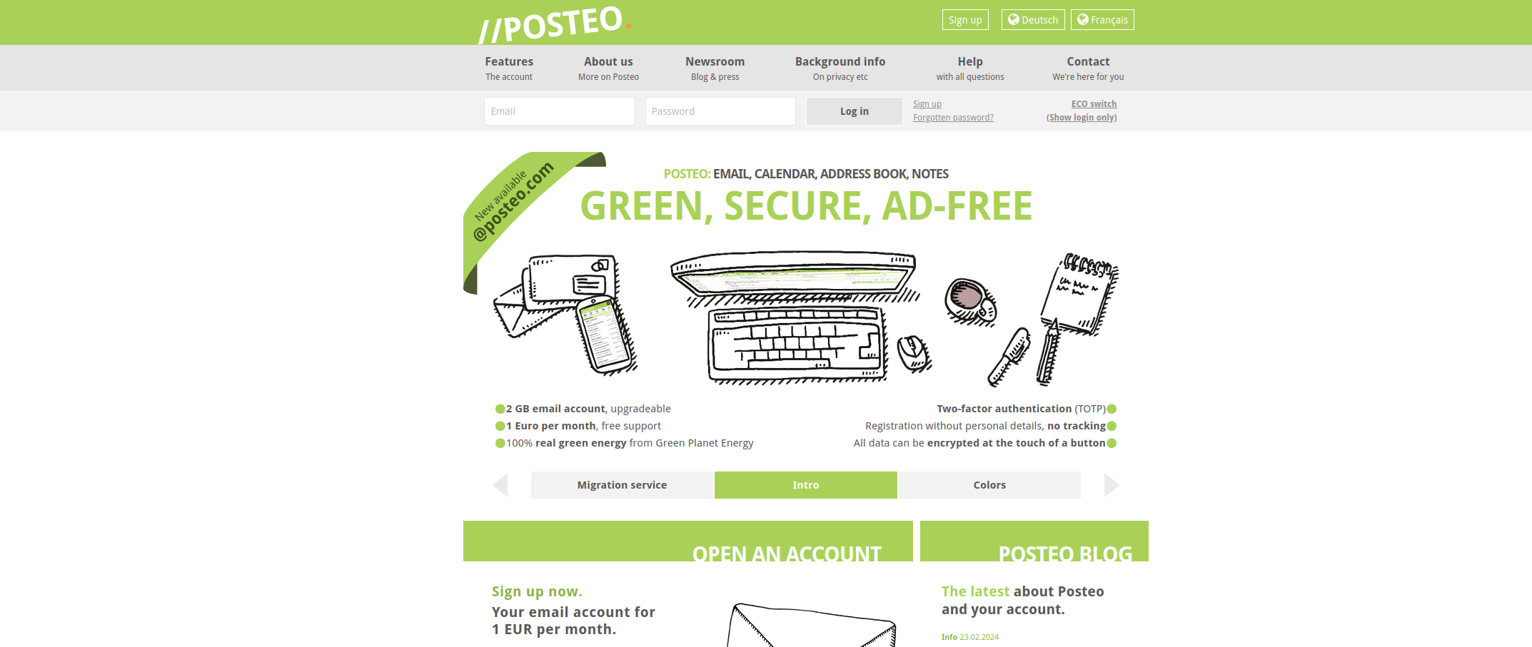 Screenshot of Posteo - good for anonymity and personal email use