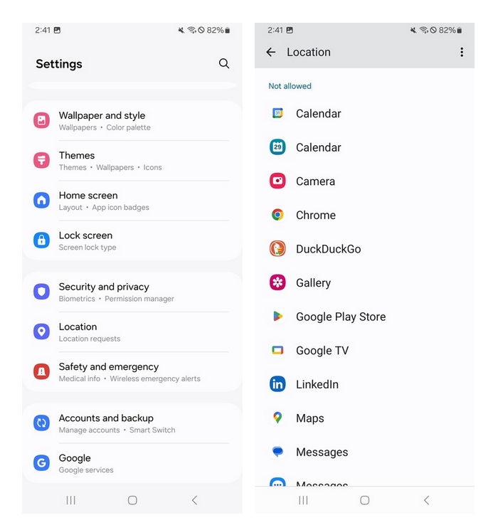 Turn off location tracking on Android